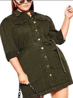 City Chic Denim Shirt Dress